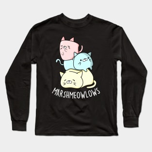 Marshmeowlow Cute Pile Of Cat Marshmallow Pun Long Sleeve T-Shirt